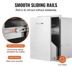 VEVOR Pull Out Trash Drawer 19.7W X 26.5H Inch Outdoor Kitchen Drawers Stainless Steel With Trash Bag Ring For BBQ Island Or Grill Station, Silver -Vevor GUEST fcd93756 589b 4b6c bdd4 d3d3de084e9d