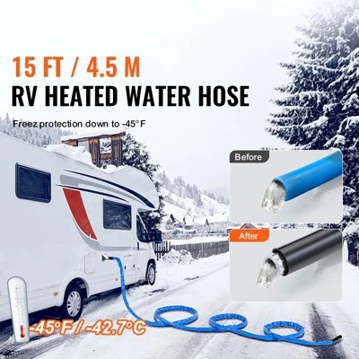 VEVOR 15ft Heated Water Hose For RV, Heated Drinking Water Hose With Corrugated Cover Antifreeze To -45°F, Automatic Self-regulating, 5/8" I.D. Blue 2 VEVOR 15ft Heated Water Hose For RV, Heated Drinking Water Hose With Corrugated Cover Antifreeze To -45°F, Automatic Self-regulating, 5/8" I.D. Blue - Image 2