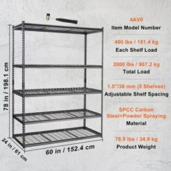 VEVOR Storage Shelving Unit, 5-Tier Adjustable, 2000 Lbs Capacity, Heavy Duty Garage Shelves Metal Organizer Wire Rack 13 VEVOR Storage Shelving Unit, 5-Tier Adjustable, 2000 Lbs Capacity, Heavy Duty Garage Shelves Metal Organizer Wire Rack -Vevor GUEST fd76b09c 36bb 4b2d 80be 2d0c3ca10b4b