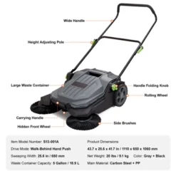 VEVOR Walk-behind Hand Push Floor Sweeper, 25.6" Sweeping Width Floor Sweeper Manual Non-Electric -Vevor GUEST fdcd1d5c 0682 4d1f 8f7a f9d50a01fab5