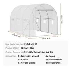 VEVOR Walk-in Tunnel Greenhouse, 9.6x6.4x6.2 Ft Hoop House Greenhouse Tunnel, Plant Hot House With Galvanized Steel Frame, White PE Cover -Vevor GUEST fdebcbe3 77df 4cae 8875 1a5eb4f75a7f