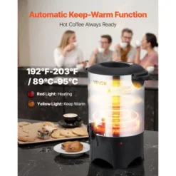 VEVOR Commercial Coffee Urn, 30 Cup 4.5 L Hot Beverage Dispenser With Dripless Faucet, Quick-Brewing Commercial Coffee Maker, Silver -Vevor GUEST fe21c1aa 3394 45d1 998a 9c07dd8d18e9
