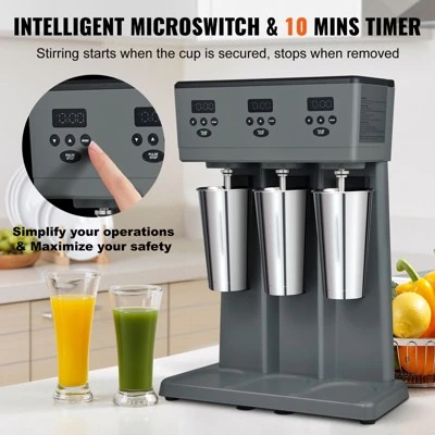 VEVOR Milkshake Maker, 375W X 3 Electric Milkshake Machine, Commercial Triple Heads Drink Mixer Blender, Intelligent Microswitch, Gray 6 VEVOR Milkshake Maker, 375W X 3 Electric Milkshake Machine, Commercial Triple Heads Drink Mixer Blender, Intelligent Microswitch, Gray - Image 6