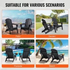 VEVOR Adirondack Chair Plastic, Set Of 2 All-Weather Portable Folding Fire Pit Chair, Outdoor Adirondack Patio Chair With Cup Holder -Vevor GUEST fe72436e 6fe7 40e4 b93e 03bfa11652de