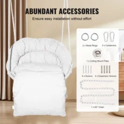 VEVOR Hanging Hammock Swing Chair, 330 Lbs Capacity, Macramé Hanging Chair With Cushion And Mounting Hardware, Cotton Rope Swing Chair, Beige -Vevor GUEST fe83bbb0 5e82 4a3e 9a47 be8122b55411