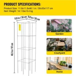 VEVOR Tomato Cages, 11.8" X 11.8" X 46.1", 5 Packs Square Plant Support Cages, Silver PVC-Coated Steel Tomato Towers, Silver -Vevor GUEST fe94f0e5 903f 481c ab2b 27b7ef85bda0