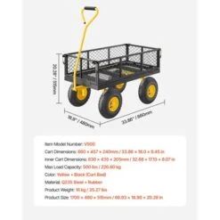 VEVOR 500 Lbs Steel Garden Cart, Heavy Duty Garden Wagon Cart Pullable On Wheels, Metal Yard Utility Wagon Carts With 10" All Terrain Tires, Black -Vevor GUEST feab1d23 513e 4be9 9da2 757d10de4ab7