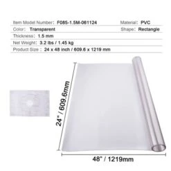 VEVOR Plastic Table Cover, 24 X 48 Inch 1.5 Mm Thick Frosted Table Protector, Rectangle PVC Desk Mat, Waterproof & Easy Cleaning, Transparent -Vevor GUEST fecc7898 864d 4c8b ac36 697324de9f8b