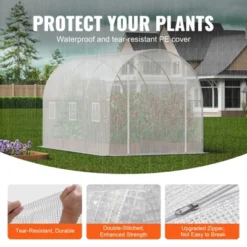 VEVOR Walk-in Tunnel Greenhouse, 9.6x6.4x6.2 Ft Hoop House Greenhouse Tunnel, Plant Hot House With Galvanized Steel Frame, White PE Cover -Vevor GUEST fed1c788 3217 4859 9408 adaa089d35a1