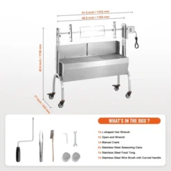 VEVOR Rotisserie Grill With Windscreen, BBQ Whole Pig Lamb Goat Charcoal Spit Grill, 46 Inch 132 Lbs Capacity, Silver 14 VEVOR Rotisserie Grill With Windscreen, BBQ Whole Pig Lamb Goat Charcoal Spit Grill, 46 Inch 132 Lbs Capacity, Silver -Vevor GUEST fee840a1 f9e9 4880 9103 820411581e9c