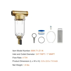 VEVOR Spin Down Filter, 40 Micron Whole House Sediment Filter For Well Water, 3/4" FNPT + 1" MNPT, 4 T/H High Flow Rate, Brass&Transparent -Vevor GUEST ff13af24 37d4 4207 913b 5af189ae4d6e