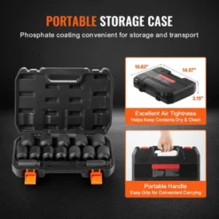 VEVOR Axle Nut Impact Socket Set, 1/2" Drive Deep 6+12-Point 14-Piece Metric Spindle Nut Socket Set, CR-V Heat Treated Large Socket Set Black -Vevor GUEST ff4cd620 04dd 44c1 8f2a acc8af99c4ec