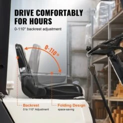 VEVOR Universal Forklift Seat, Fold Down Tractor Seat With Adjustable Angle Back And Micro Switch, 6.3-13.4 Inch Extended Slot, Black -Vevor GUEST ff5767d2 421d 4b44 b762 36a70af3242e