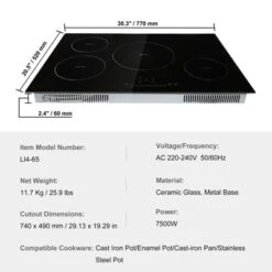 VEVOR Electric Cooktop, 4 Burners, 30'' Induction Stove Top, Built-in Magnetic Cooktop 7500W, 9 Heating Level Multifunctional Burner -Vevor GUEST ff62b740 04b0 4061 b061 066b93b899d3