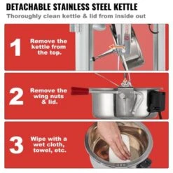 VEVOR Popcorn Maker, 850W Popcorn Popper Machine, 8 Oz Kettle Makes 48 Cups Per Batch, Countertop Popcorn Maker With Tempered Glass, Includes 4 Scoops -Vevor GUEST ffa9b00f 3c7e 4b16 ad74 e174ac5f35f1